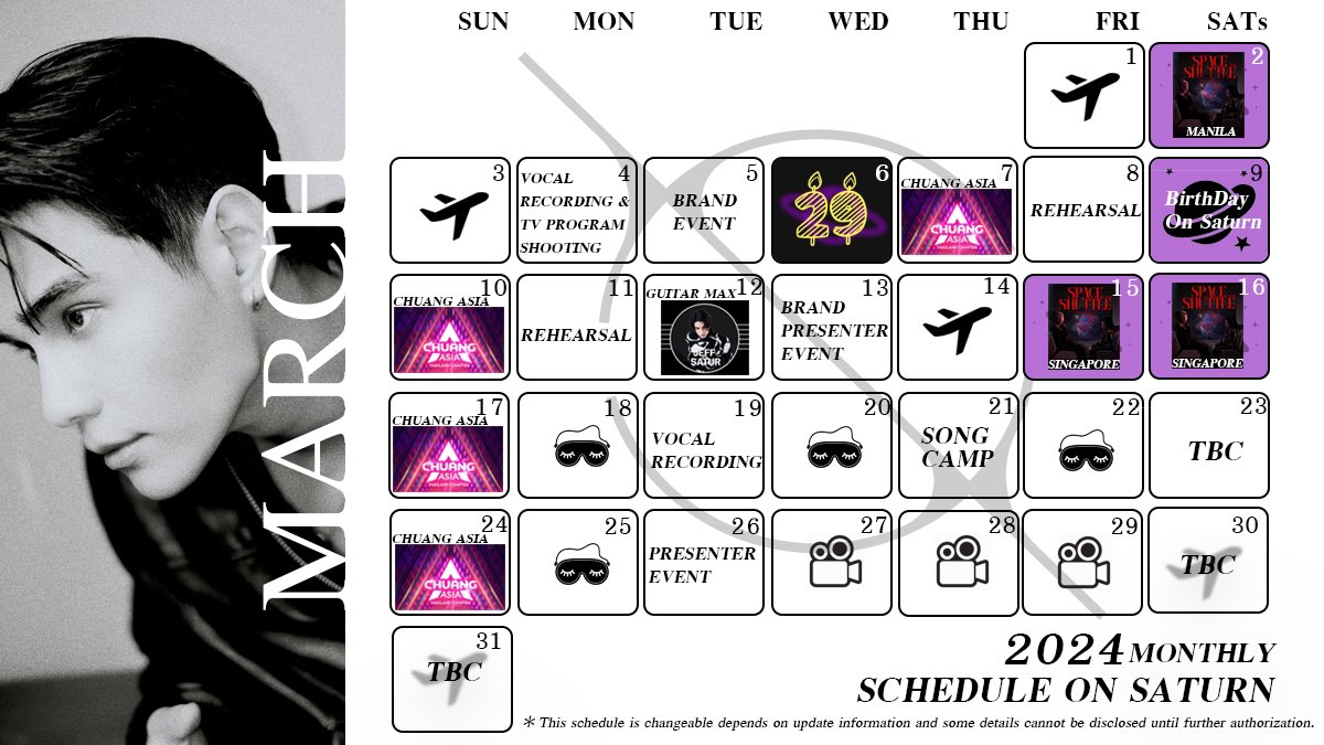 studio_onsaturn's tweet photo. • Monthly Schedule on Saturn •

               March 2024

**This schedule is changeable depends on update information and some details cannot be disclosed until further authorization.

#JeffSatur https://t.co/DmArhTpfVa