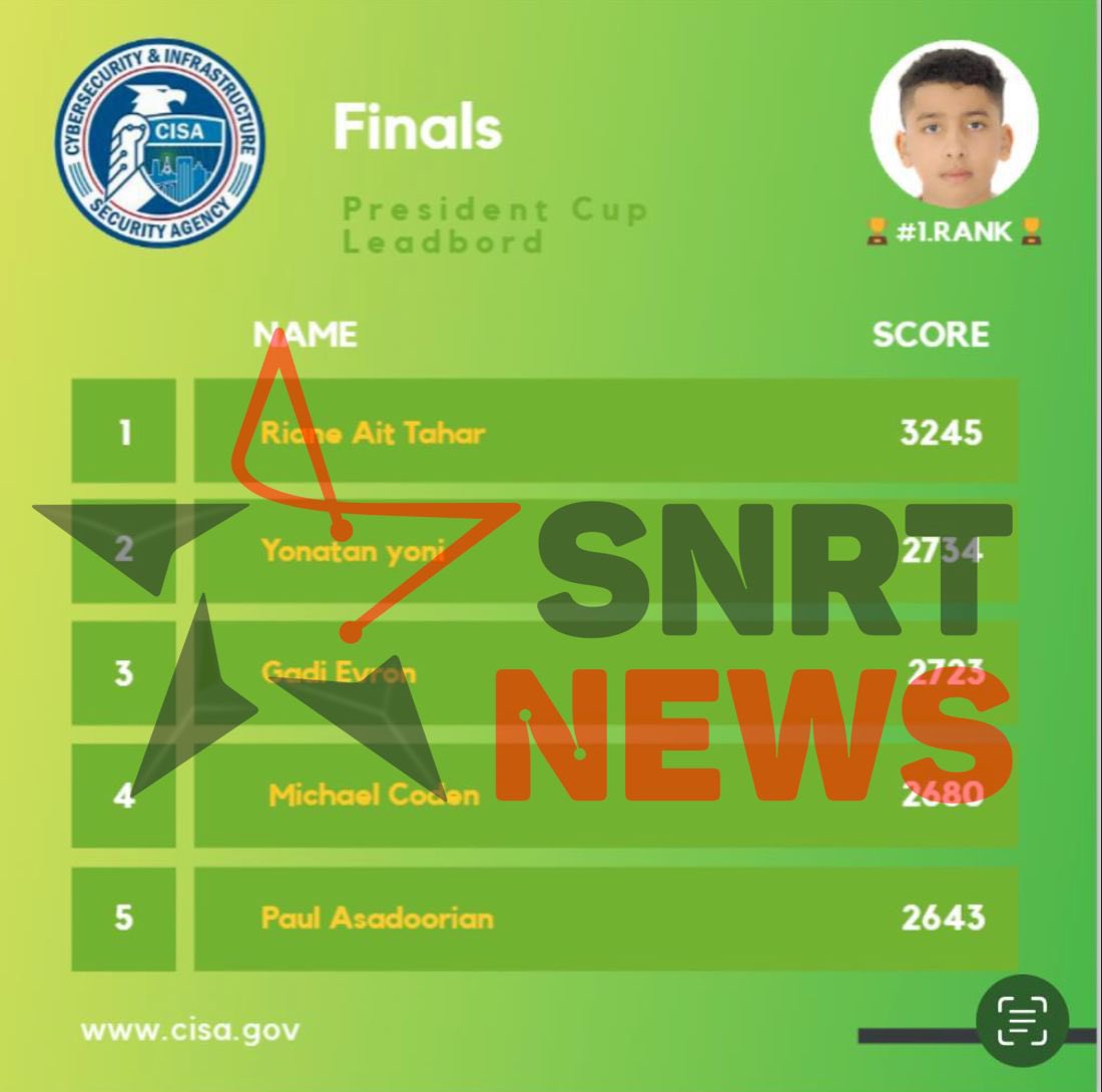 c3p01337's tweet photo. @CISAgov @cyber @CISACyber  
could you kindly confirm the results displayed on the picture? We are investigating a news article claiming that a young Moroccan of 12 years old won the competition. Your confirmation would be greatly appreciated. Thank you! https://t.co/HPs8nBIUYb