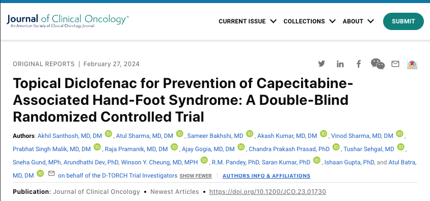 Topical diclofenac gel reduces painful hand-foot syndrome in patients on capecitabine. This means less pain & better treatment adherence. 👏👏👏Huge congrats to the study authors for their valuable contribution to improving cancer treatment tolerability and patient well-being!…