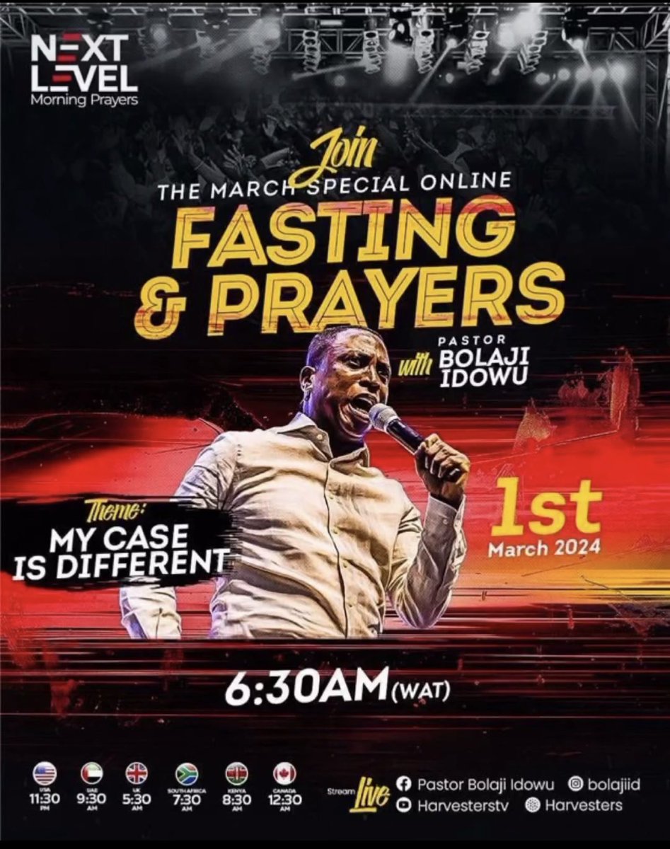 HarvestersMANC's tweet image. The March Special Fasting and Prayers, invite your friends, loved ones and neighbours to join our special fasting and prayer on Friday March 1st 2024!! 

#harvestersmanchester 
#NEXTLEVELPRAYERS #PropheticPrayers #PastorBolajildowu