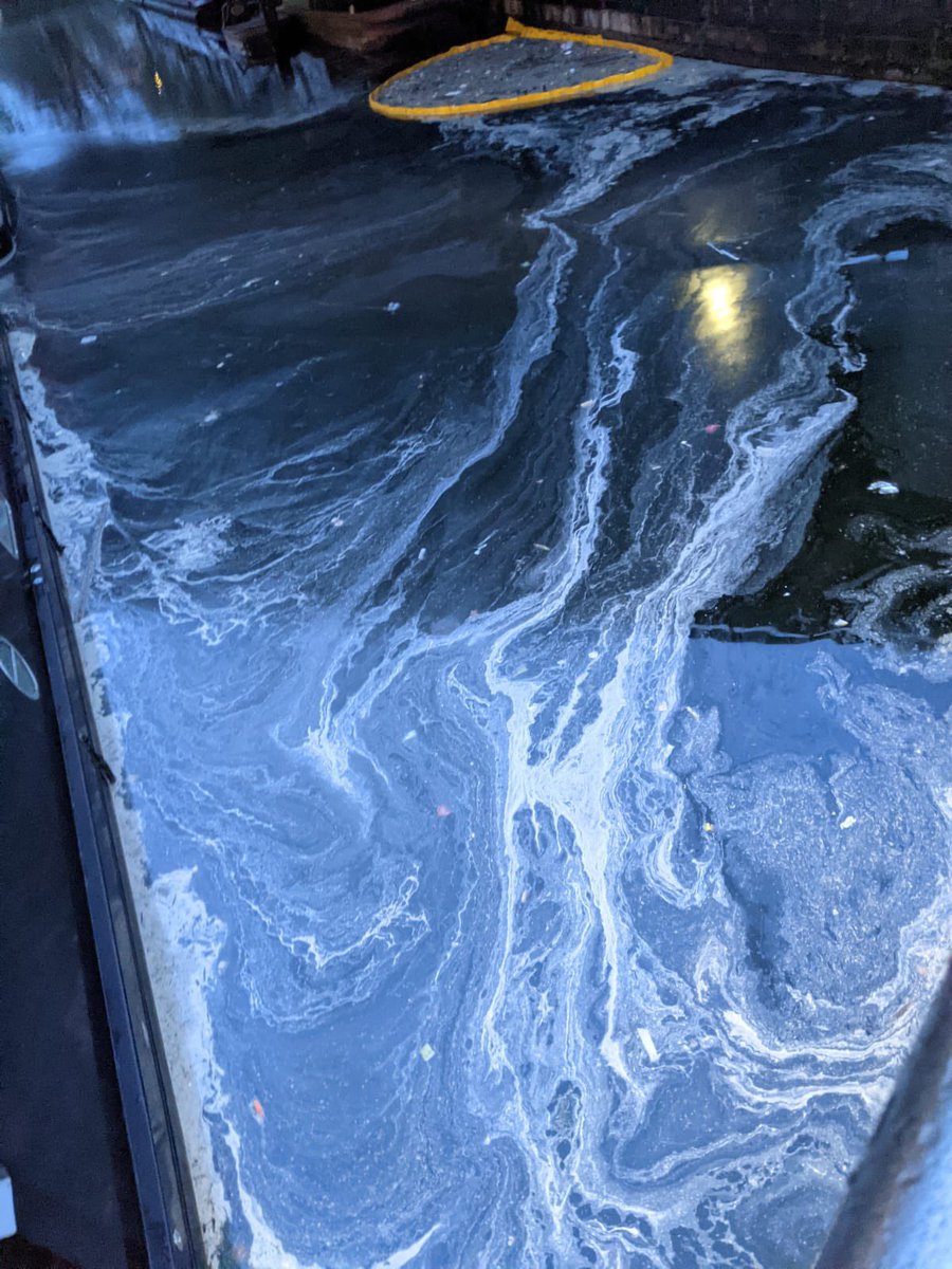 floatclassroom's tweet photo. For over 3 weeks the GU and Regent’s Canals have been dealing with this disgusting pollution and environmental damage, apparently caused by dumping cooking oil in the water #pollution #london #paddington #crt #maidavale #canals #waterways #environment #wildlife #birds https://t.co/wtvL3koYF6