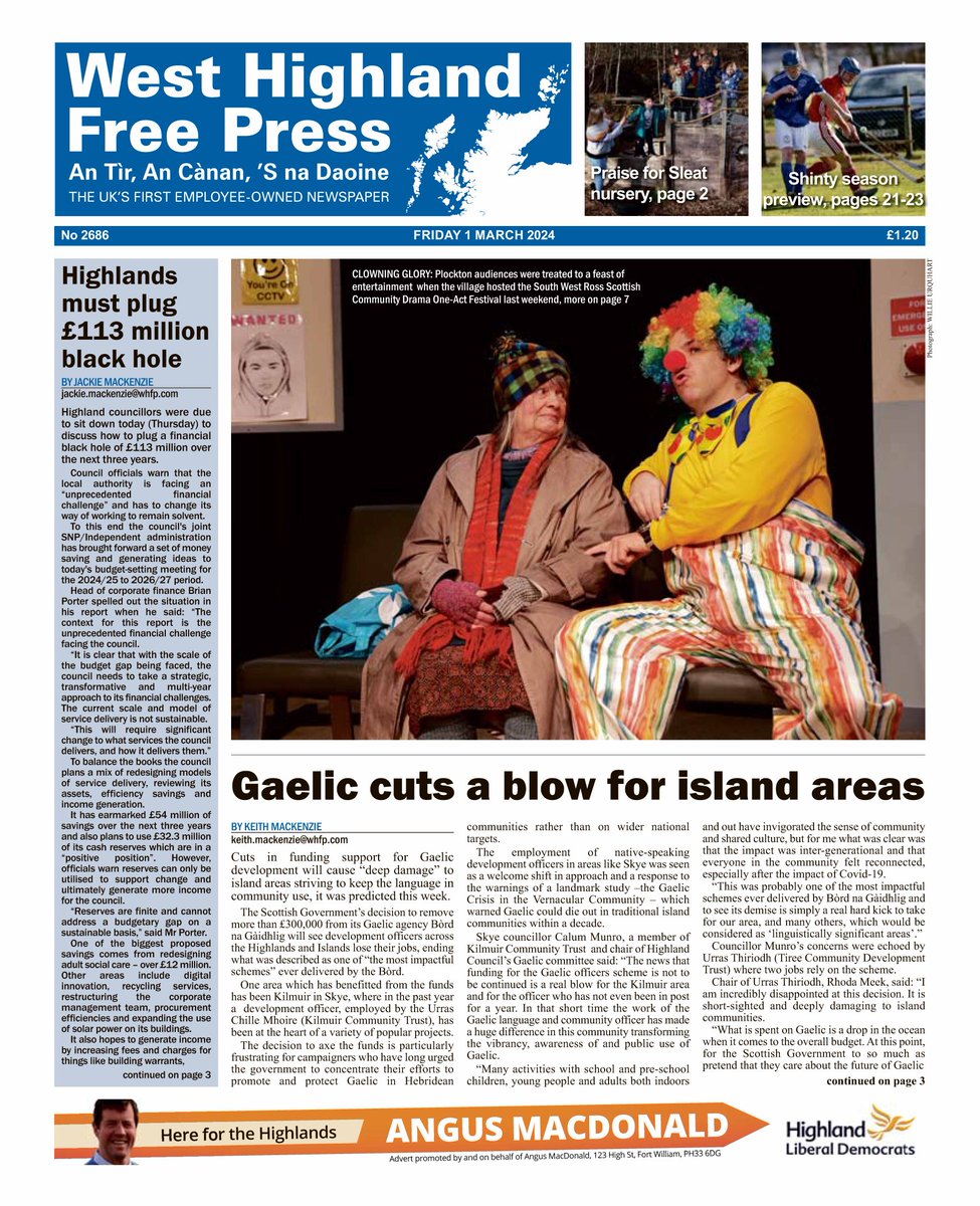 🗞️ The front page of this week's @WHFP1 - available now in shops or via email subscription at whfp.com 📷 Our thanks as always to all who buy a paper to stay informed and support our work 📷 👍