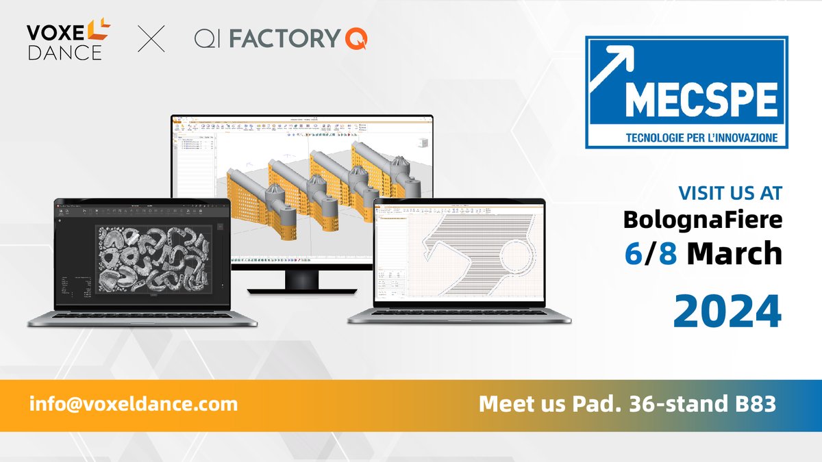 VoxelDance and Qi Factory would like to invite you to #MECSPE, the international reference fair for the manufacturing industry, taking place at BolognaFiere from 6th to 8th March 2024 in Italy.

Registration link: mecspe.com/en/free-entran…

#MECSPE2024 #manufacturingindustry