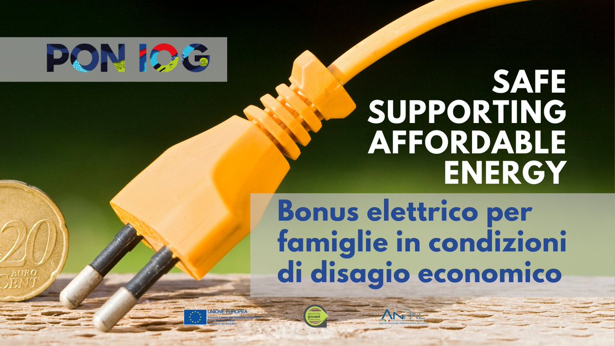 Grazie ai fondi del Pon Iog, Anpal ha cofinanziato il bonus sociale elettrico Safe. Dedicato alle famiglie in condizioni di disagio economico, le aiuta a sostenere i rincari dell’energia elettrica causati dal conflitto russo-ucraino. #PonIog #RisultatiPonIog #FSE @EU_Social