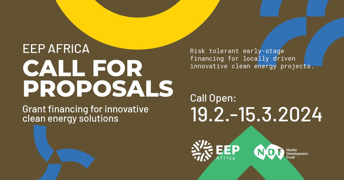 📢📢 EEP Africa Call for Proposals is now open❗❗

Are you #cleanenergy company #startup or social enterprise doing business in Southern or Eastern Africa? Apply now for #risktolerant early-stage grant financing 👉shorturl.at/amEFW