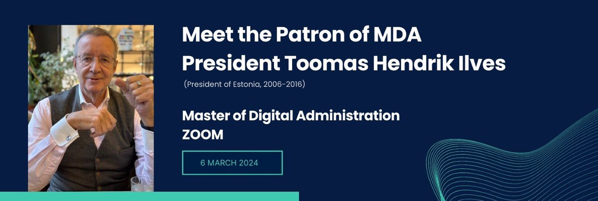 March 6, Wednesday!
You are welcome to join <a href="/skytteUT/">Skytte Institute UT</a> info session for the <a href="/unitartu/">University of Tartu</a> executive MA programme, Master of Digital Administration.
You will meet the patron of MDA programme <a href="/IlvesToomas/">toomas hendrik ilves</a> and his colleagues at the university.
Register:
docs.google.com/forms/d/e/1FAI…
#unitartu