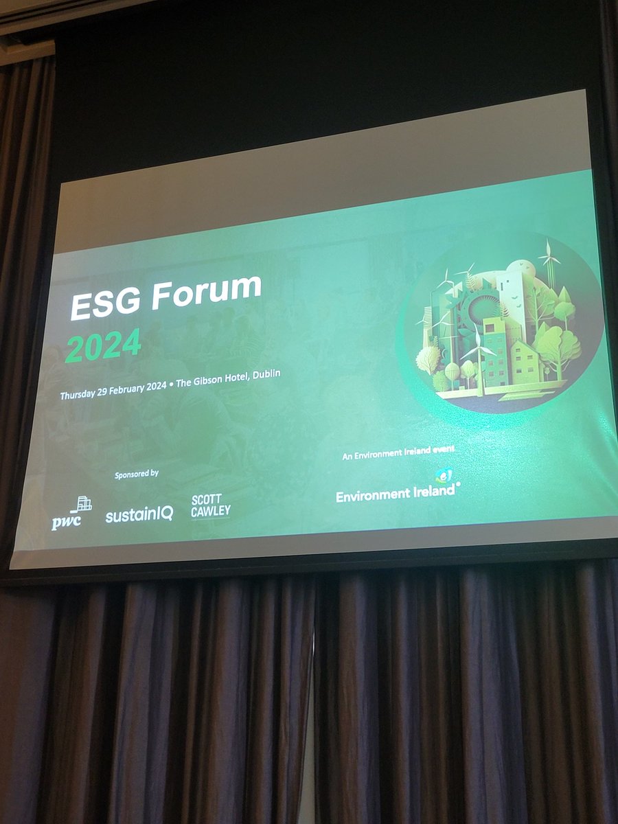 Looking forward to an interesting day at #esgforumirl @Env_ireland