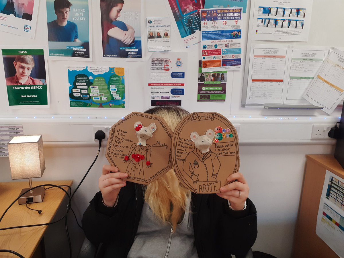 We are learning about and reading the masterpiece graphic novel MAUS, here are Artie and Mala. Amazing work from this amazing young person! #wellspring #masterpiece #thisisap