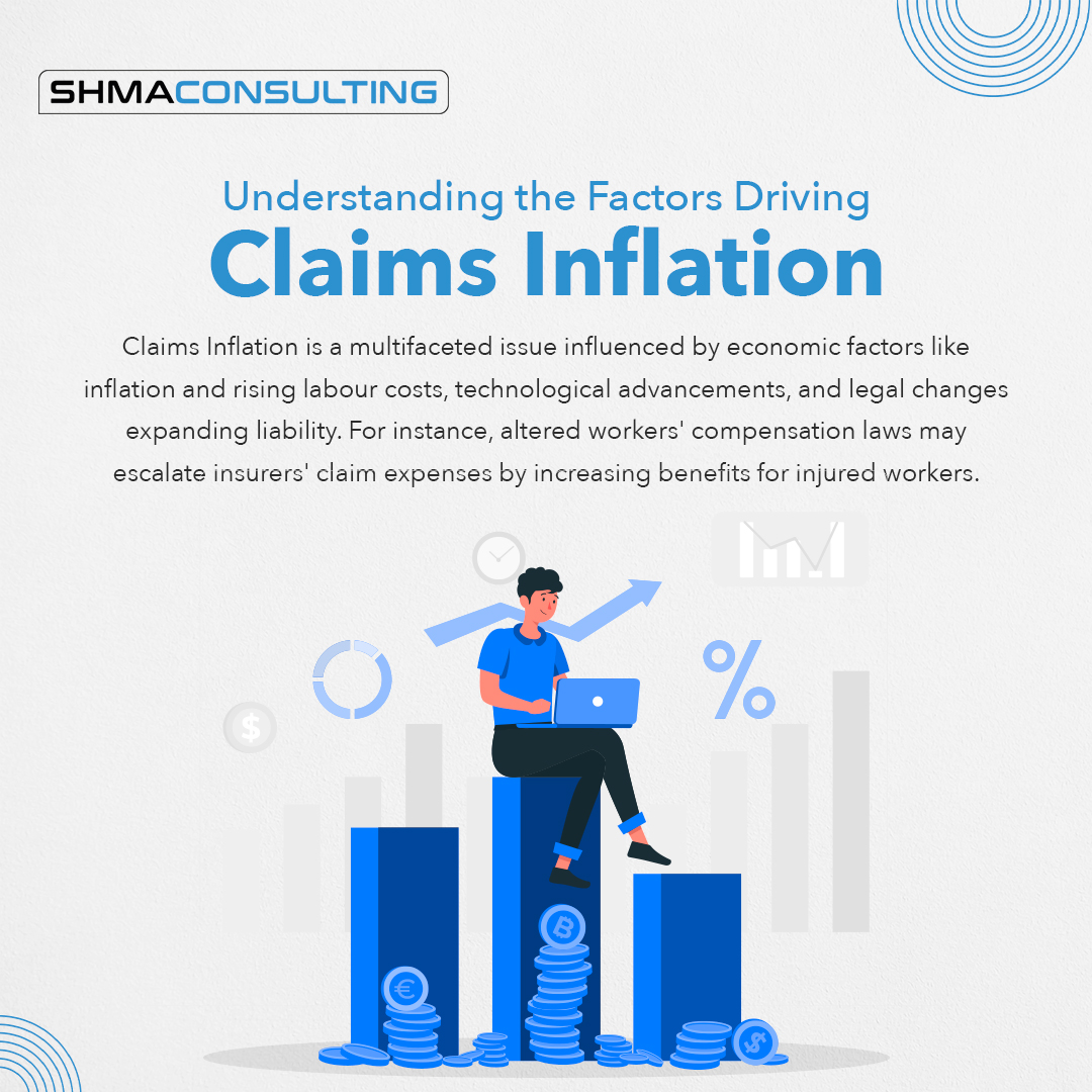 SHMAConsulting's tweet photo. Explore Claims Inflation's impact on insurance, from rising costs to influencing reserves. Discover driving factors, assessment challenges, and tips for management. Optimize with SHMA and fortify your organization's resilience against rising claims costs. https://t.co/GO1xJxi9Sg