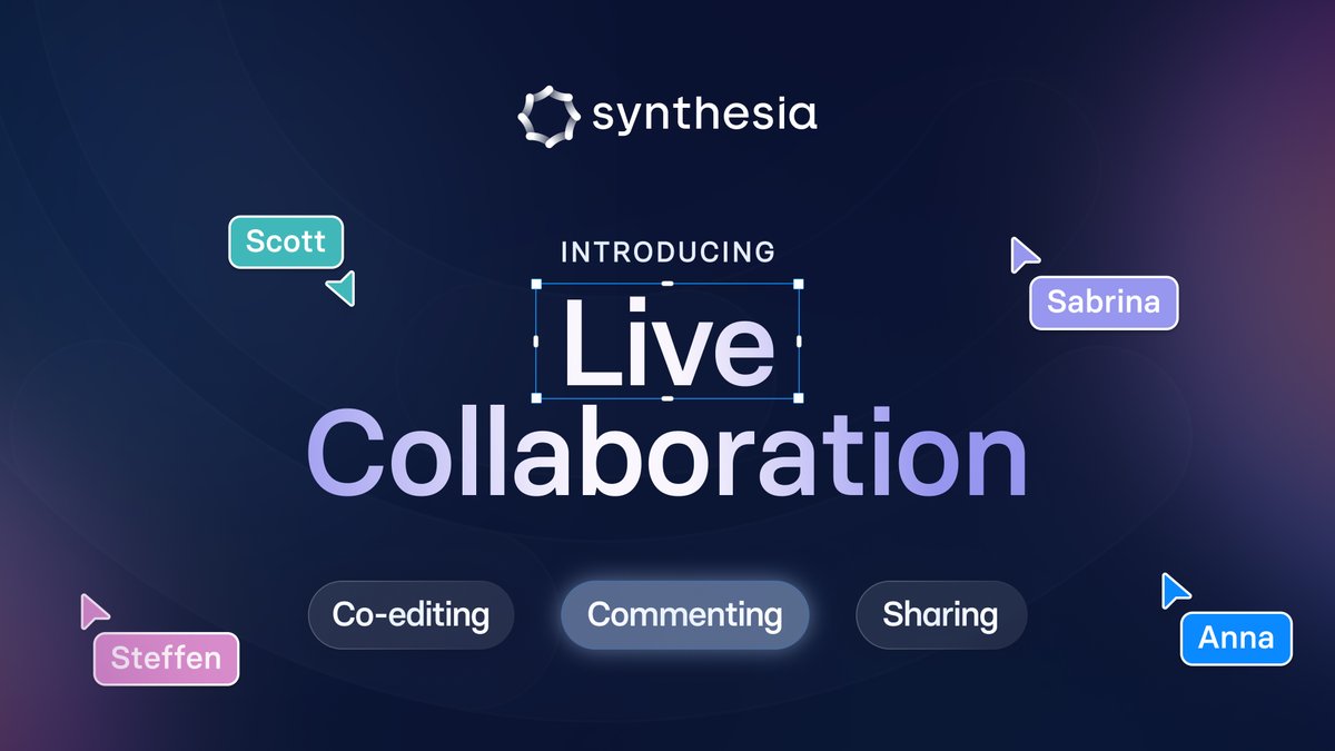 Get ready to zip through #videocreation with the help of your teammates at light-speed — all inside the Synthesia video editor ✨

Don’t miss the Live Collaboration deep dive today at 12.00 PM EST / 5.00 PM GMT. 

Tune in here: bit.ly/introducing-li…