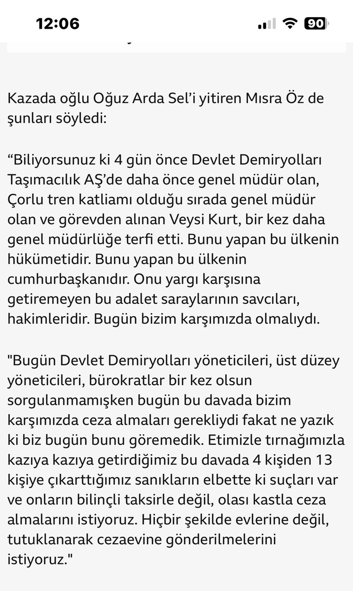 ÇORLU TREN KAZASI AİLELERİ HESAP SORMAYA DEVAM EDİYOR
BU ÜLKEDE NE ZAMAN ADALET YERİNİ BULACAK:( <a href="/misra_oz/">Mısra ÖZ</a> 
#çorlutrenkazası
#MısraÖz