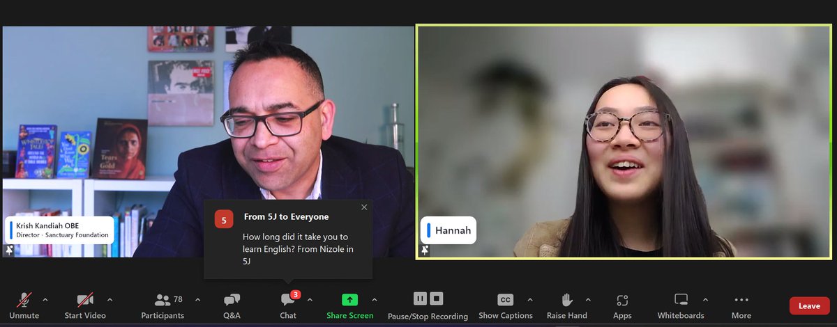 TheEmpathyWeek's tweet photo. @SanctuaryFd We're now having a live Q&A with Hannah - so many great questions coming through from schools!
#EmpathyWeek #EmpathyGeneration @SanctuaryFd https://t.co/enuEiAoSUz