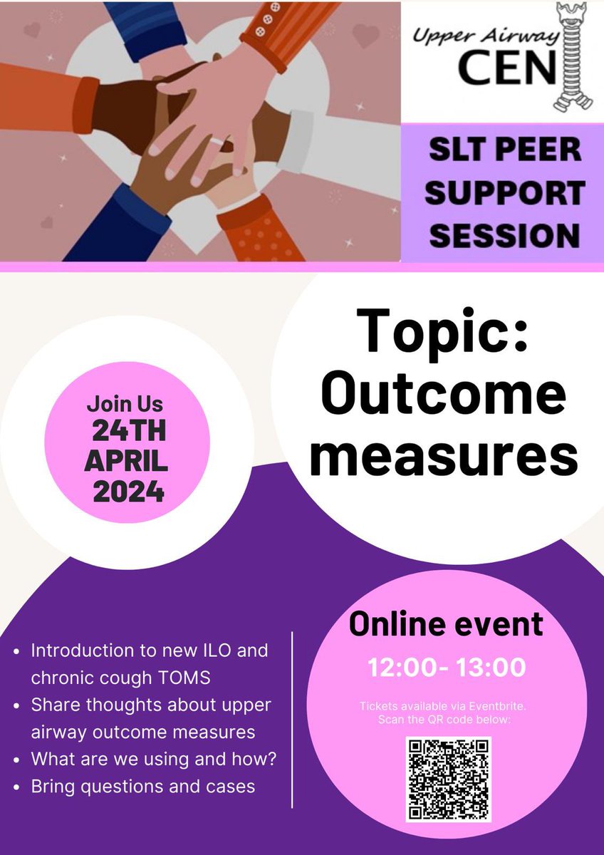 You said we did! Following feedback we are hosting a second peer support session, this time with a focus on Upper Airway Outcome Measurement. Places bookable via Eventbrite, free for CEN members. Hope to see you there 🗣️🫁💙