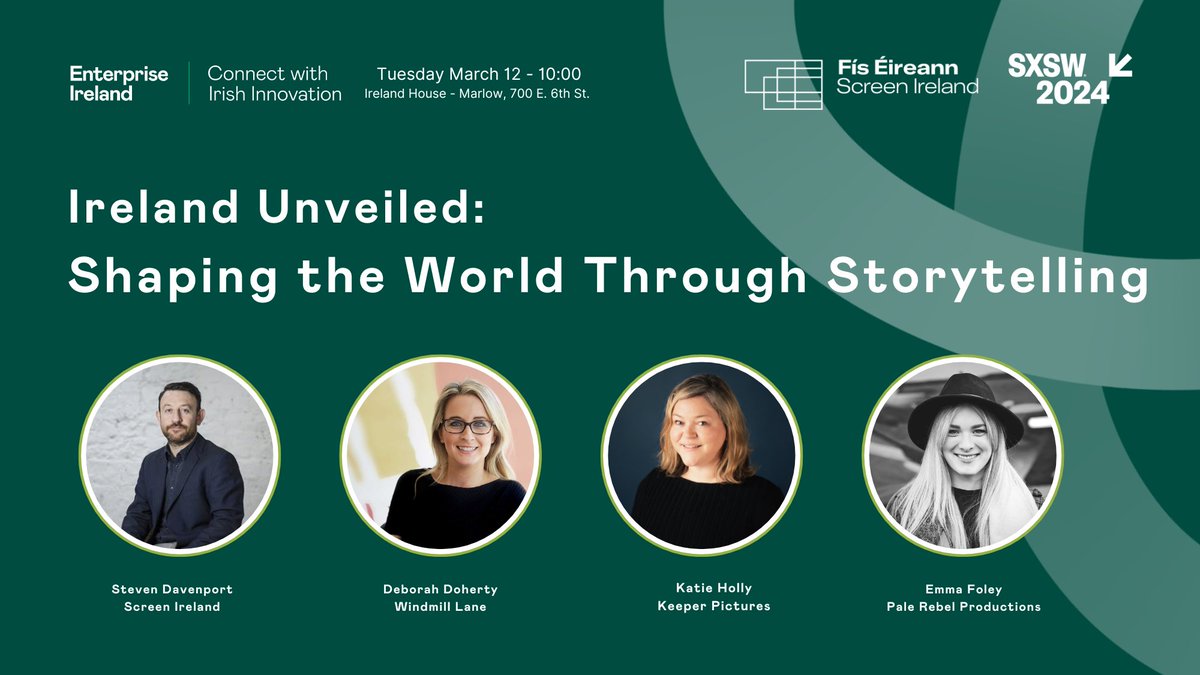 Attending @sxsw this year? Don't miss this dynamic panel celebrating Ireland’s rich storytelling tradition and its cultural powerhouse status on Tuesday, 12th March: 🔗 schedule.sxsw.com/2024/events/PP…