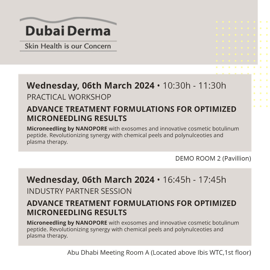 See you next week at <a href="/DubaiDerma/">dubaiderma</a> Congress/ BOOTH 7E08 - Hall 7. Don't forget to visit us to see our latest innovations and don't miss our symposiums! #dubaiderma #dermatology #aesthetics <a href="/sesderma/">Sesderma</a> <a href="/MedidermaPro/">Mediderma Professional Care</a>