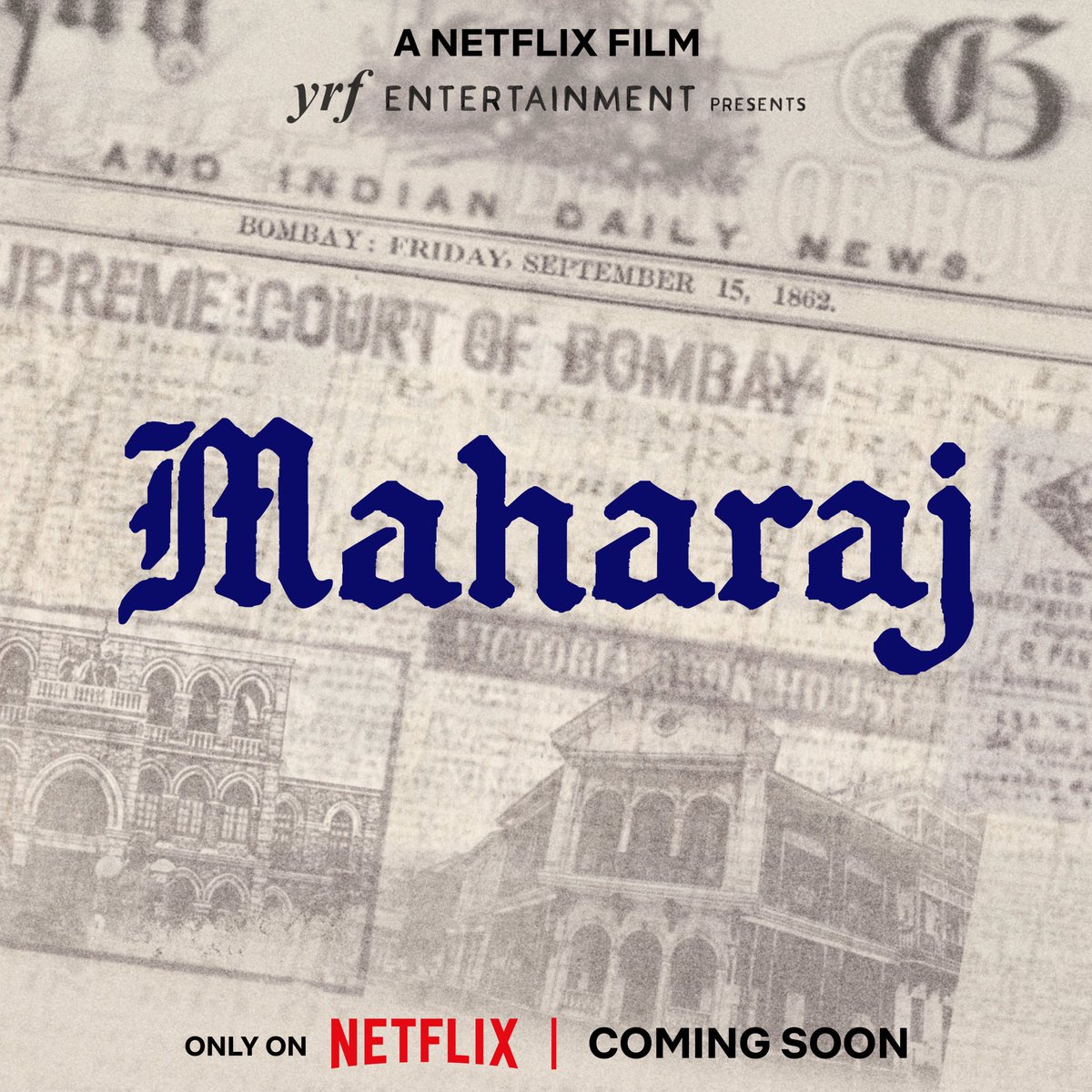 #Maharaj from @yrf *ing Aamir Khan's son #JunaidKhan Along with @JaideepAhlawat #Sharvari #ShaliniPandey @sidpmalhotra #YRFEntertainment Coming soon on @NetflixIndia