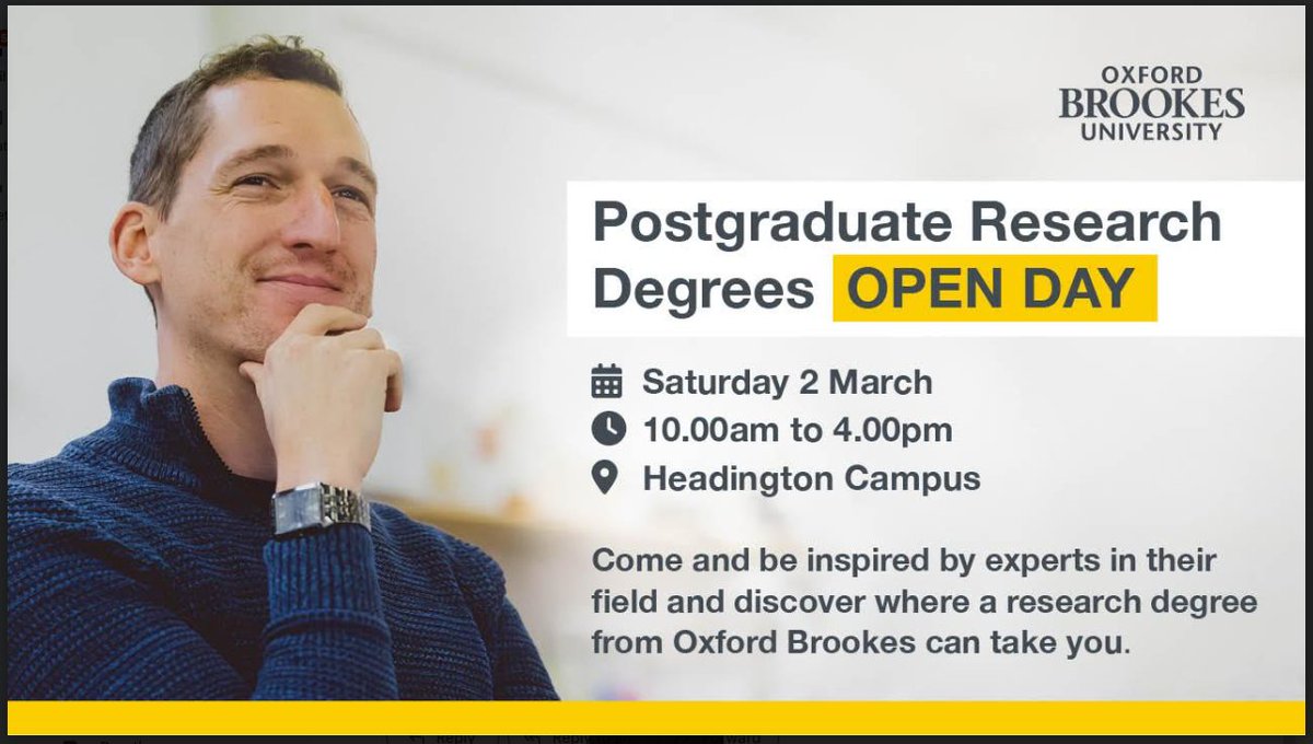 Thinking of postgraduate studies? Come to Brookes to find out more about our programmes on Saturday.