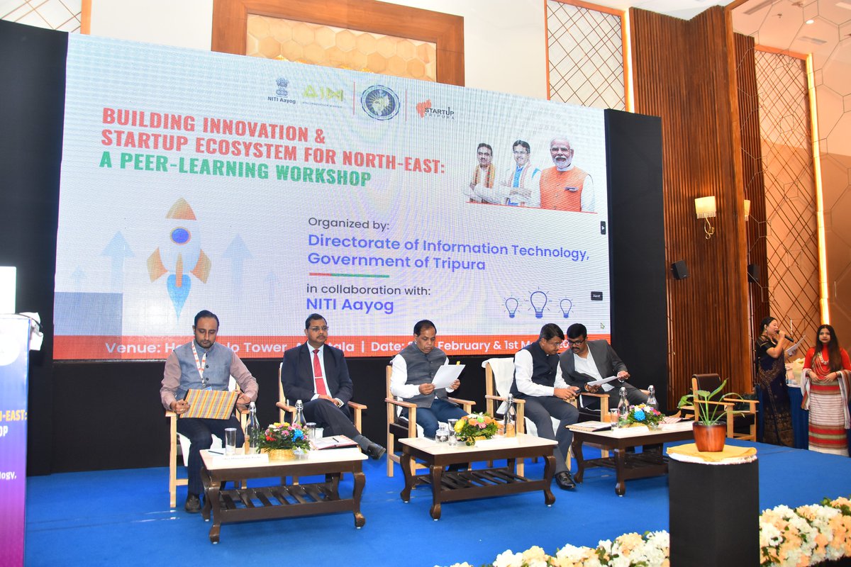 AIMtoInnovate's tweet photo. Day 1️⃣: A great start to the peer learning workshop on 'Building Innovation &amp; Startup Ecosystem for North-East'. 

Glimpses of the inaugural session.

#StateSupportMission #AIMtoInnovate #StartupTripura https://t.co/qJm38hkOcz
