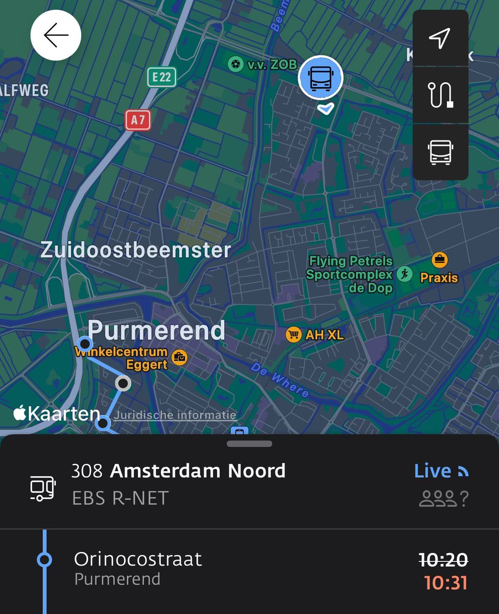 sannidee's tweet photo. @EBS_OV  jullie chauffeur is een beetje de weg kwijt volgens mij, hij had hier al moeten zijn, maar hij rijd richting edam/volendam. https://t.co/dAIhAIepwl