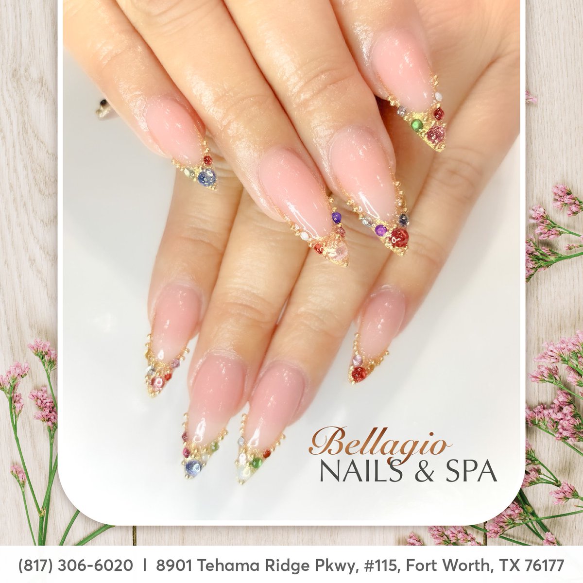 Feel like royalty with our gold French nails adorned with sparkling gems! 💅👑
#bellagionailspa #bellagiotx #bellagionails #bellagiofortworth #nailsalonfortworth #nailsalontx #nail #nailsoftheday #longnails #naildesign #nailsalonnearme #glitternails #nailsalon #instanails