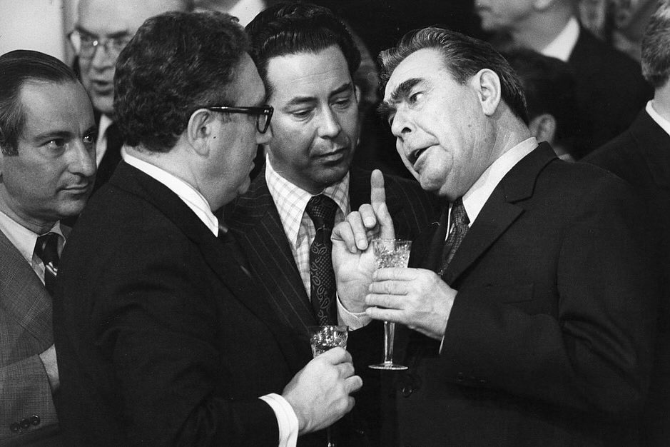 Henry Kissinger and Leonid Brezhnev in the Kremlin, 1974