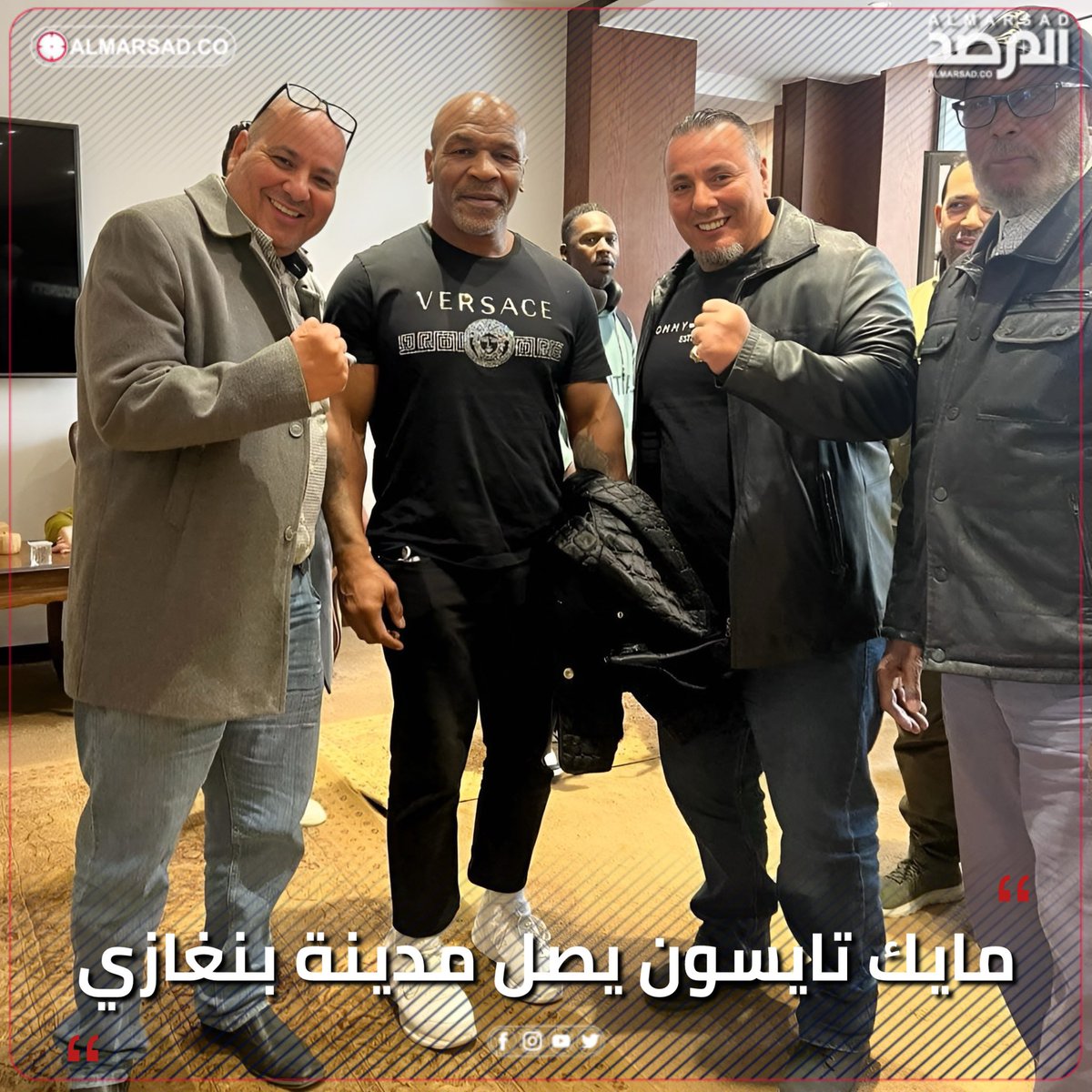 خبر | الأمريكي مايك تايسون بطل الملاكمة العالمي يصل #بنغازي لحضور نزال الملاكم الليبي سعد الفلاح أمام الإيفواري أداما كونيه ضمن بطولة WBC. #ليبيا #المرصد