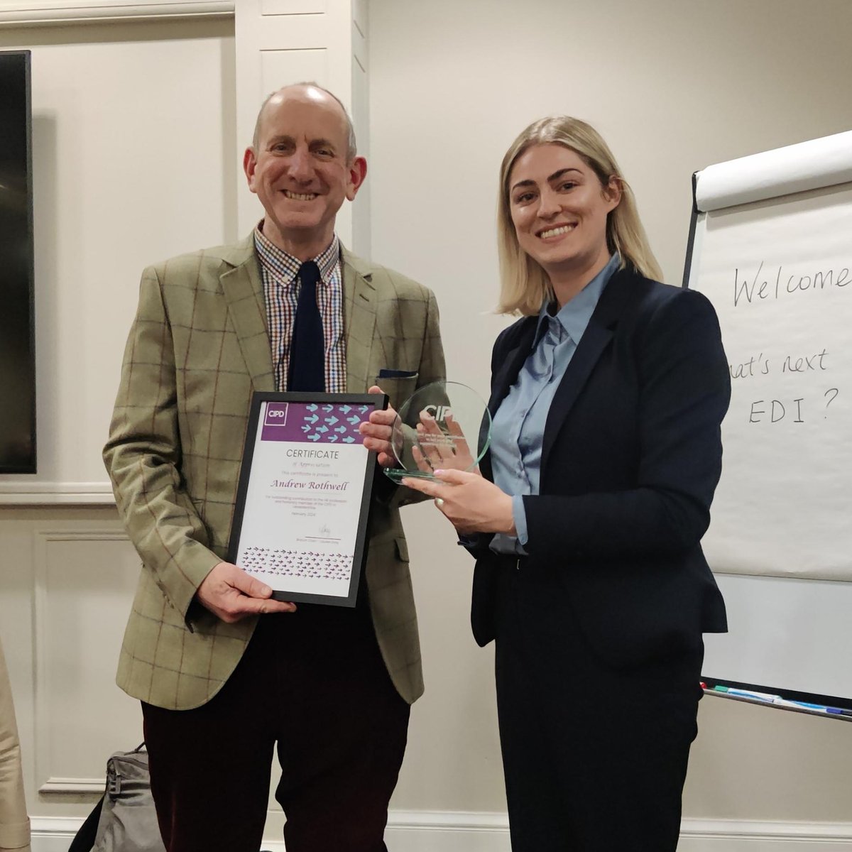 Colleagues from our Work and Organisation academic group recently attended a @CIPD event where our recently retired colleague Dr Andrew Rothwell was awarded for his contributions to the HR profession 🌟 Congratulations Andrew! 👏