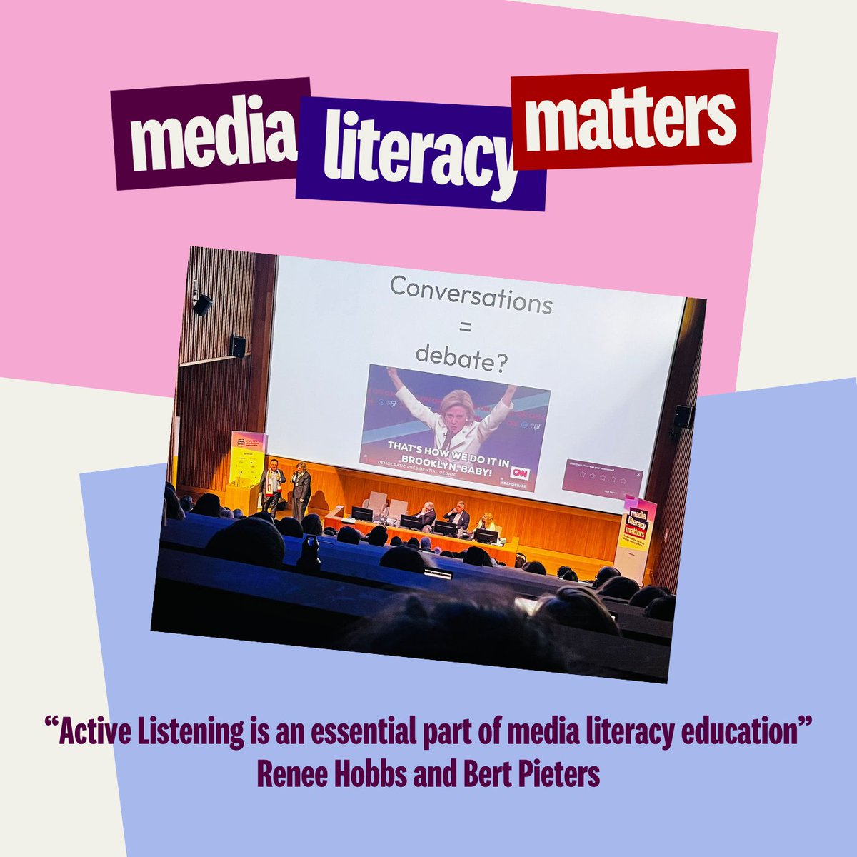 Great presentation/conversation/podcast!🎙️ at #mlmatters! w/ @reneehobbs (@MedEduLab, @universityofri - USA) and Bert Pieters (@MediaWijsBe / @Edmo_Belux - Belgium)