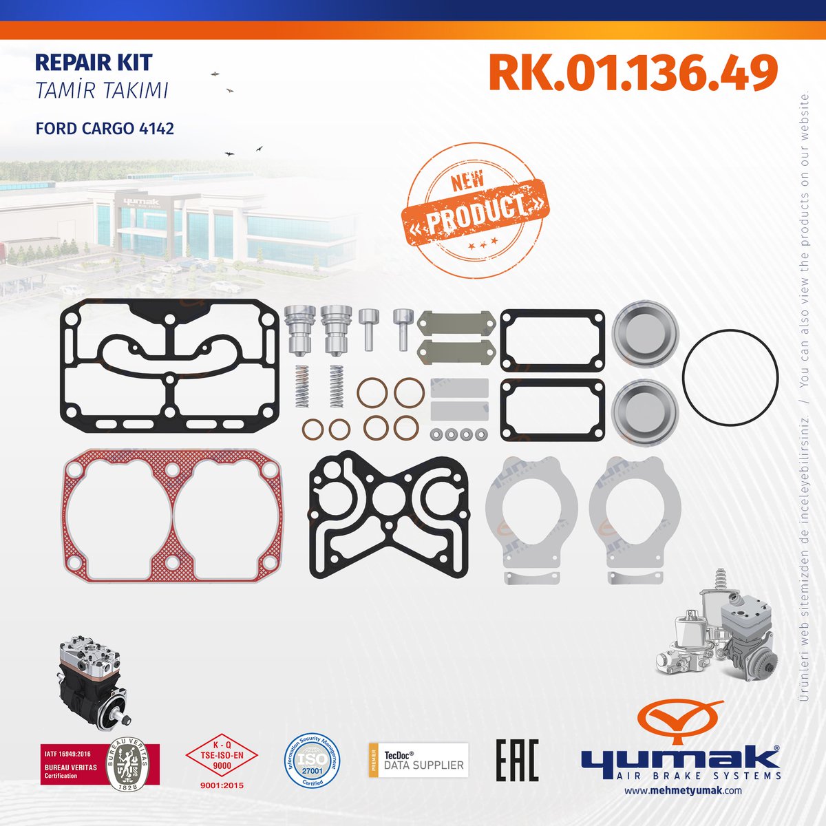 NEW PRODUCT! 01.04.068 Twin Cylinder Compressor - RK.01.677.50 Complete Cylinder Head - RK.01.676.10 Valve Plate Kit -- RK.01.136.49 Repair Kit