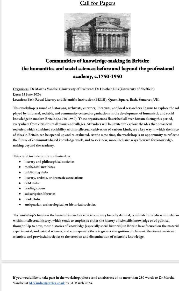 Scorhill's tweet image. ‘Communities of knowledge-making Britain.’

Nice workshop in the offing. Click on the image for Martha’s email (at the bottom). Deadline end of March.

Please RT.