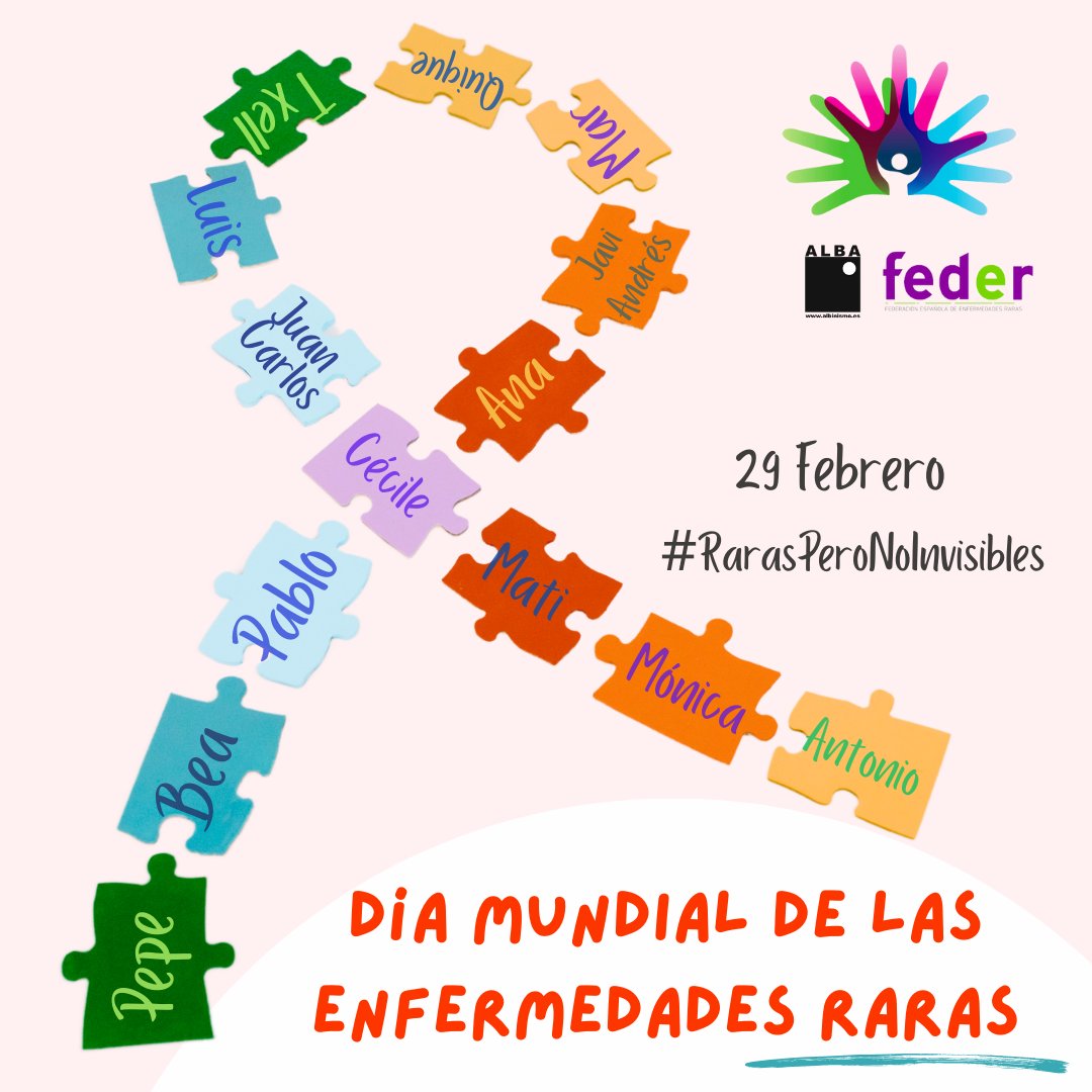 🗓️ Hoy #29deFebrero se celebra el #DiaMundialdelasEnfermedadesRaras y desde ALBA agradecemos a todas y todos los que trabajan y luchan cada día por las #EnfermedadesRaras 

ℹ️A pesar de ser una condición genética, el #albinismo forma parte de las EERR por su prevalencia.