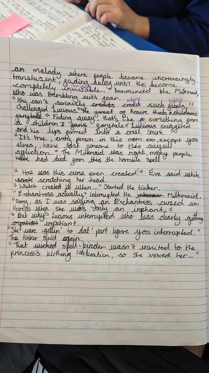 Some excellent writing from Blue Class today inspired by <a href="/neilhimself/">Neil Gaiman</a> The Sleeper and the Spindle 🗻⚔️🧙‍♀️