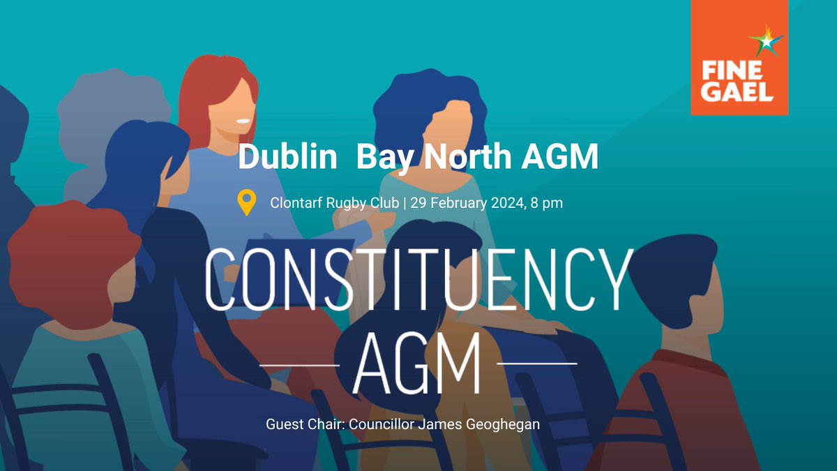 Reminder that our Dublin Bay North Constituency AGM happens tonight @ClontarfRugby at 8 pm. @GeogheganCllr has kindly agreed to be our guest chair. Looking forward to seeing all our members!

@naoiseomuiri @SupriyaSinghFG @1DeclanFlanagan @TerFlanagan @AoibhinnTormey