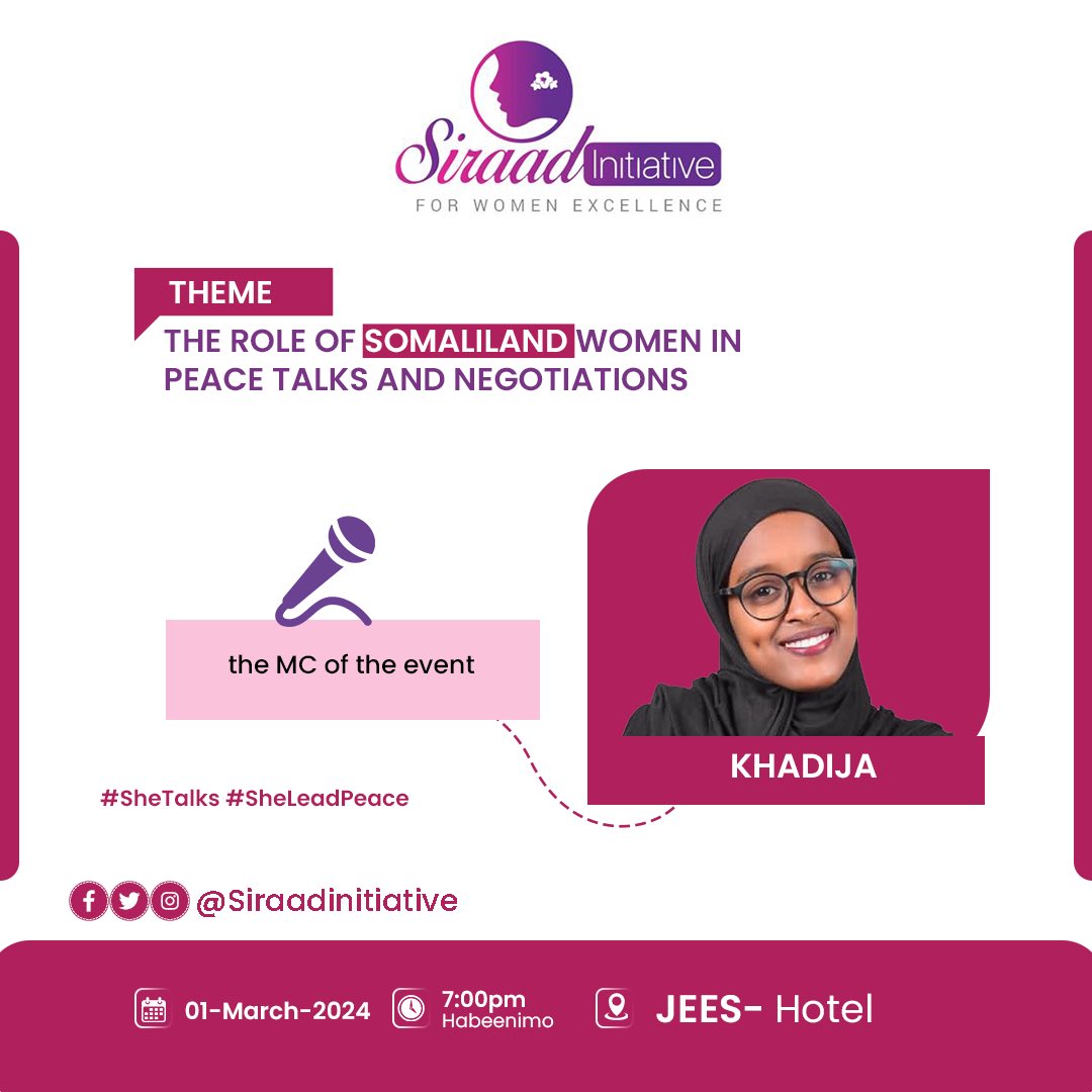 siradinitiative's tweet image. Meet our MC 
#WomenInPeace #SheLeadPeace #SheTalks