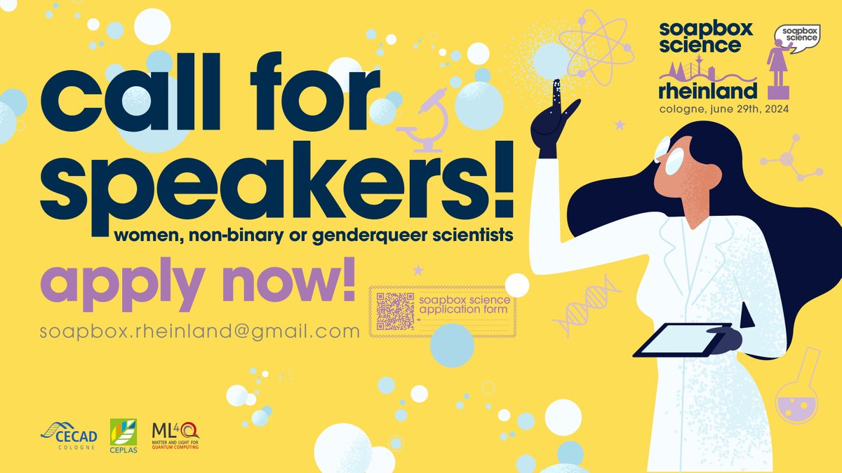 We are exactly 4 months away from taking our science to the streets of #Cologne. You are a #female, #nonbinary or #genderqueer_scientist and care about sharing your science with the public? Be part of this year's @Soapbox_Rhld Registration still open: qualtricsxm7m2946wsz.qualtrics.com/jfe/form/SV_3f…