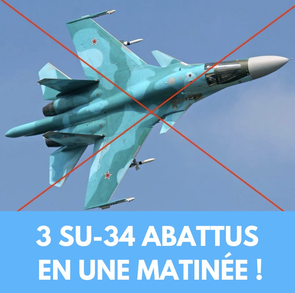 VolodimirZelen1's tweet photo. 🔥🔥🔥 TROIS SUKHOI 34 à 50 millions pièce abattus depuis CE MATIN, 13 avions russes abattus en 11 jours, c'est un MASSACRE ! Allez on continue !!! Slava Ukraini 🇺🇦🇺🇦🇺🇦