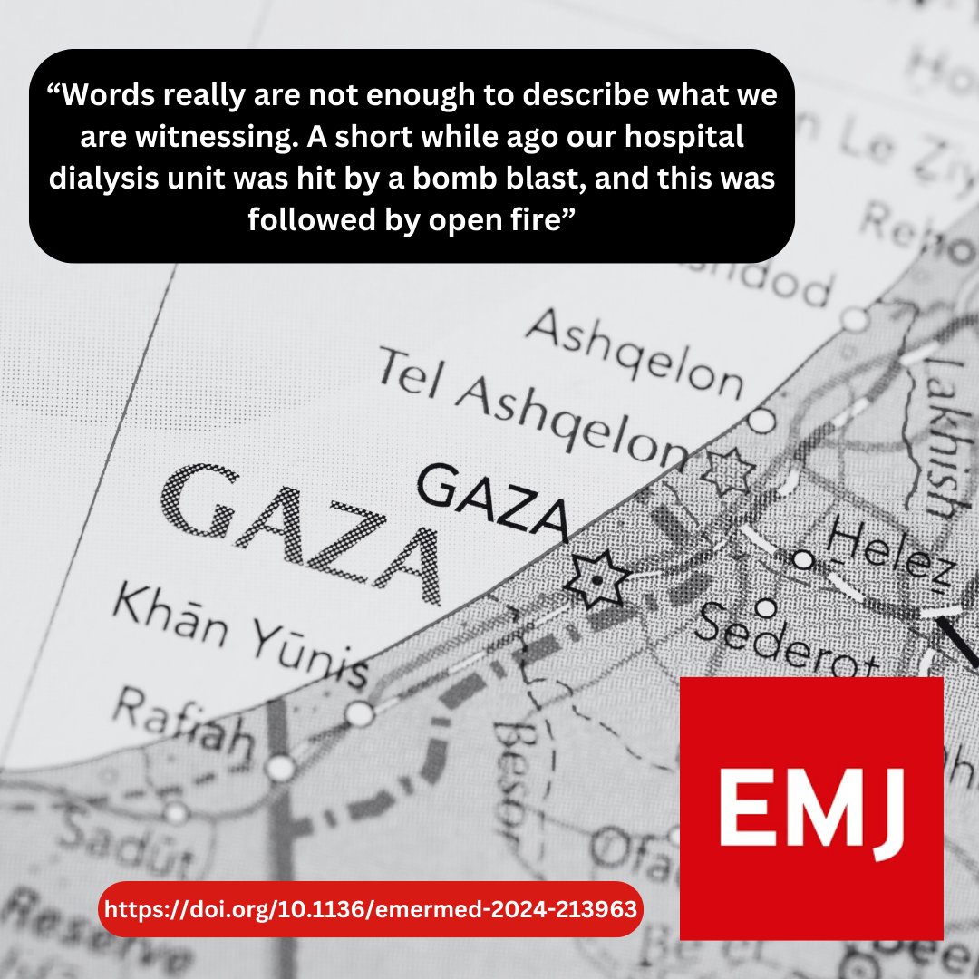 #ViewFromHere Gaza: providing emergency care under fire A unique view point from Dr Mohammed Qandil an Emergency Medicine Consultant at Nasser Medical Complex in Khan Younis. emj.bmj.com/content/early/… @EMergeMedGlobal @RCollEM @emjeditor @MSF