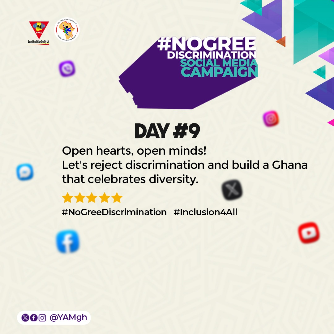 As we gear towards zero discrimination day tomorrow, the message still remains that let's all have open minds and hearts to desist from all forms of discrimination. #NoGreeDiscrimination @YAMghana - Join the Action, Protect the Future ‼️