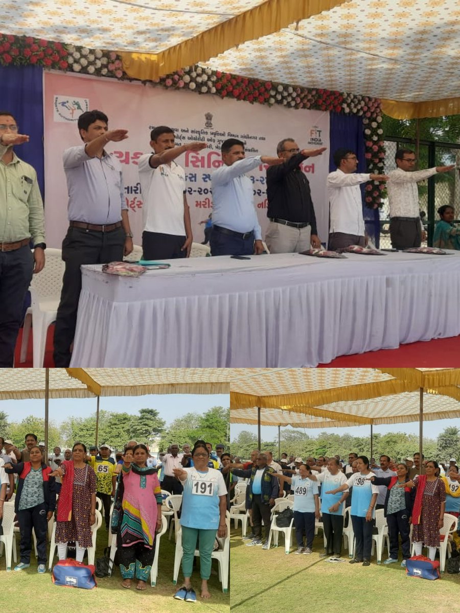 ખેડા જિલ્લાના સ્પોર્ટ્સ કોમ્પલેક્ષ ખાતે આયોજિત સિનિયર સીટીઝન ખેલ મહાકુંભ સ્પર્ધામાં હાજર રહેલા તમામ સ્પર્ધકો, આયોજકો, નાગરિકોને મતદાન શપથ લેવડાવવામાં આવ્યા...<a href="/collectorkheda/">Collector Kheda</a> <a href="/CEOGujarat/">Chief Electoral Officer, Gujarat</a> #10મિનીટદેશમાટે #SVEEP #vote