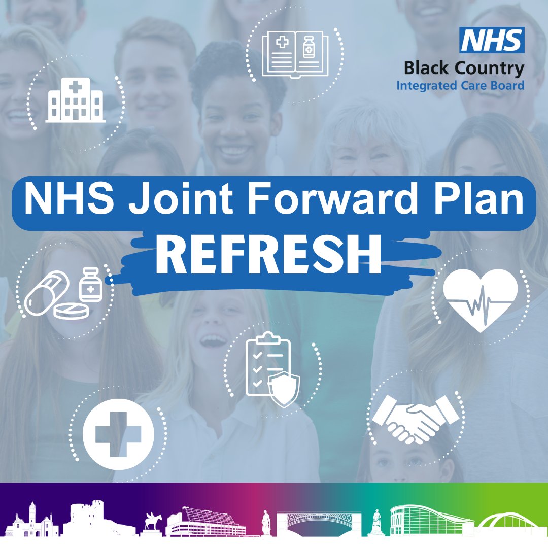 Want to help us refresh the Black Country 5-year NHS Joint Forward Plan?🤔

​Until Wednesday 20 March, you have the opportunity to share your views which will help shape this refresh.

To find more and have your say, go to✍️: blackcountry.icb.nhs.uk/jfp-refresh-20…