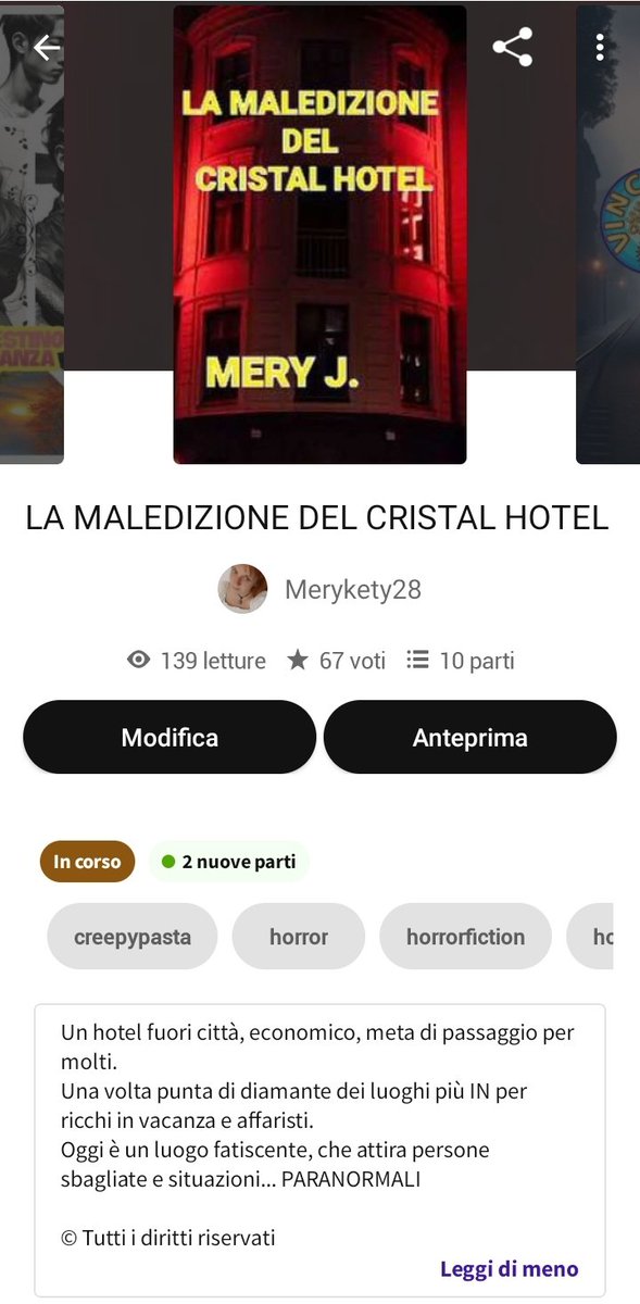 Andate a leggere LA MALEDIZIONE DEL CRISTAL HOTEL!
Solo su Wattpad!