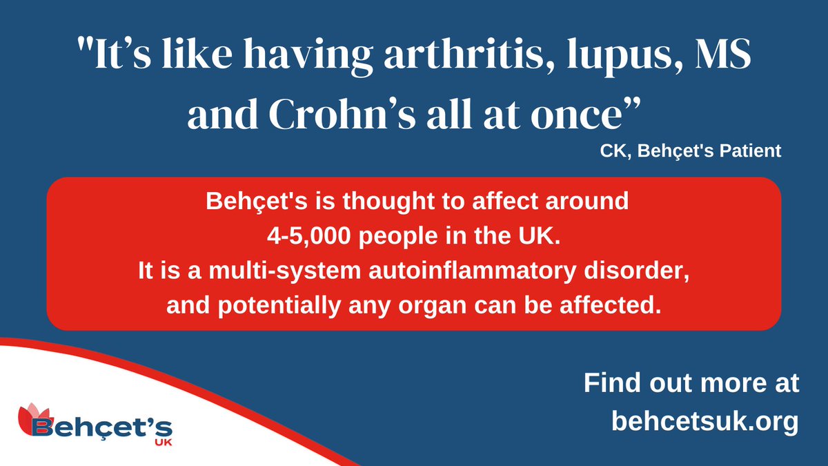 Today is #RareDiseaseDay so please help us to raise awareness by sharing this post.

How much do you know about Behçet’s? 

#StoriesBehindTheStats <a href="/GeneticAll_UK/">Genetic Alliance UK</a>