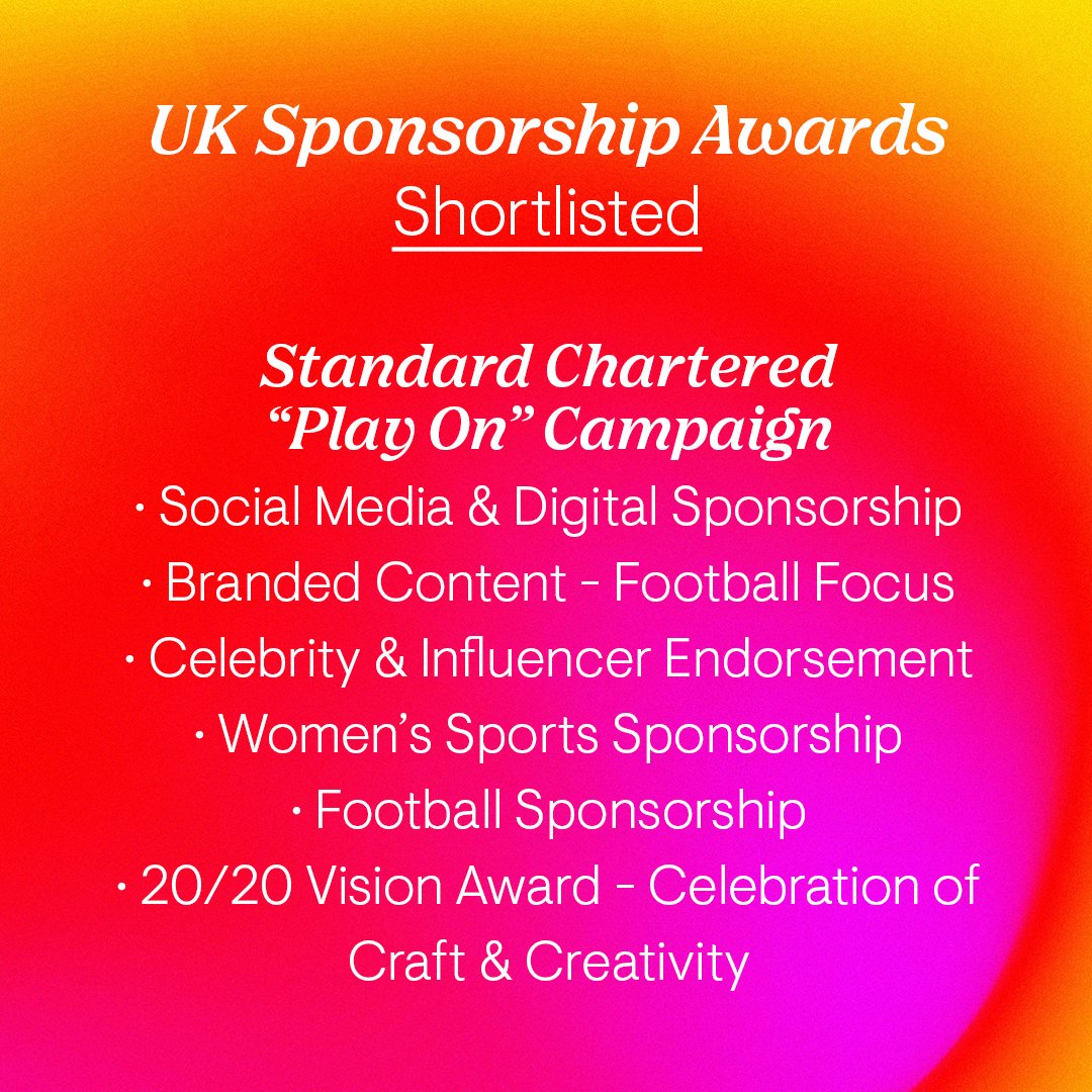 OctagonUK's tweet photo. 🗣️ We're pleased to announce that we have been shortlisted for the @SponsNews for Agency of the Year 🏆.

Additionally, our work with @StanChart’s “Play On” campaign and @Mastercard's  “Player of the Match” Soundtrack Trophy RWC23 has been nominated in a number of categories. https://t.co/BEUmiVQK6Z
