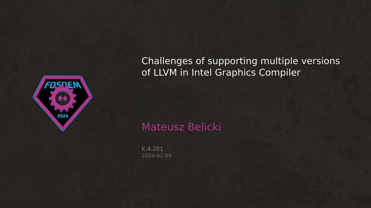_revng's tweet image. Checkout the #FOSDEM24 talk explaining how Intel supports multiple LLVM  versions (9-14). In our qemu-hexagon project, we also put considerable  effort into supporting a wide range of LLVM versions, due to the wide  range of distros we need to support.
 fosdem.org/2024/schedule/…