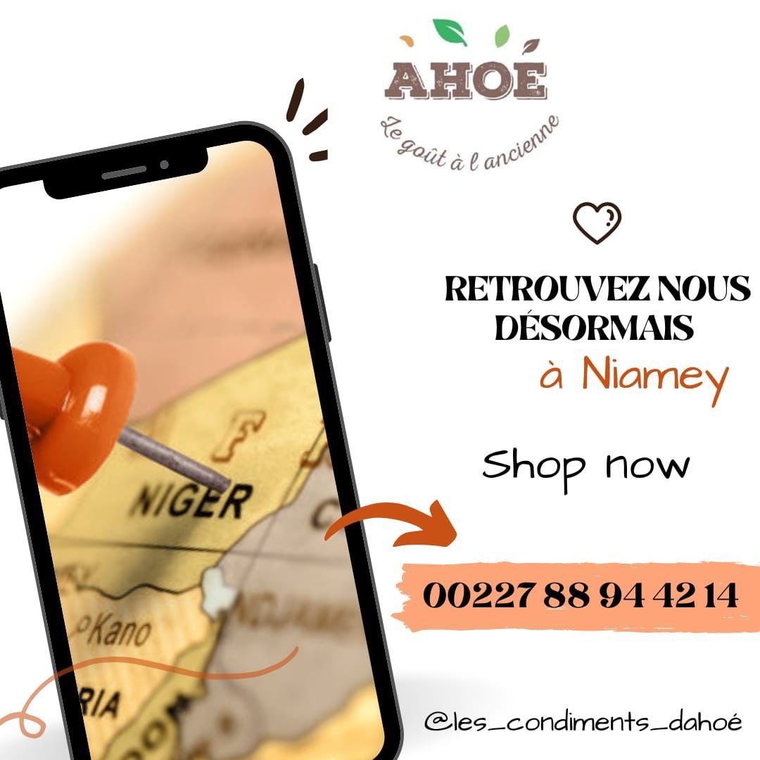 d_ahoe's tweet photo. Retrouvez-nous désormais à Niamey🇳🇪 
Vous pouvez désormais acheter nos épices si vous résidez à Niamey 😍

Commandez en quelques clics ��🏾

Infoline 📱: +227 88 94 42 14 

📍: Hedrzanawoe, rue HDN180 premier von à droite après la station Yatt &amp; co en venant de la foire TOGO 2000 https://t.co/dnWdXXROuR