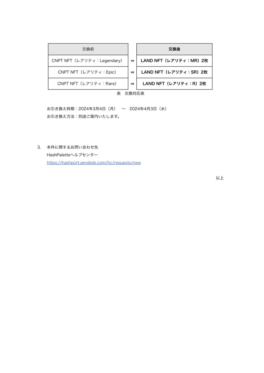 平素より『CryptoNinja Party!』をご利用いただき、誠にありがとうございます。
弊社から重要なお知らせがございます。詳細は添付画像のご確認をお願いいたします。