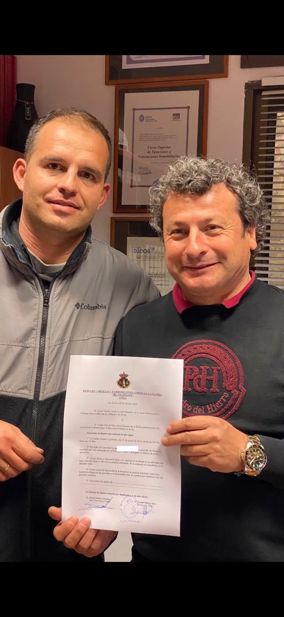 De nuevo, un año mas firmamos el contrato musical para que  nos pongan los sones musicales el Viernes de Dolores la Banda de Cornetas y Tambores Stmo. Cristo a la Columna 'El Amarrado'. <a href="/Amarrado_Avila/">El Amarrado de Ávila</a>