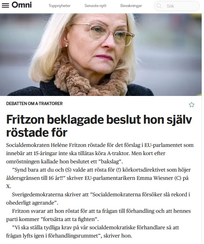 Åldersgränser för A-traktorer: så gick det till när S svek landsbygden Igår röstade Europaparlamentet om en uppdatering av EU:s körkortsdirektiv. Mycket har skrivits om hur Socialdemokraterna agerat i den för landsbygden viktiga frågan om åldersgränsen för A-traktorer. För ett…