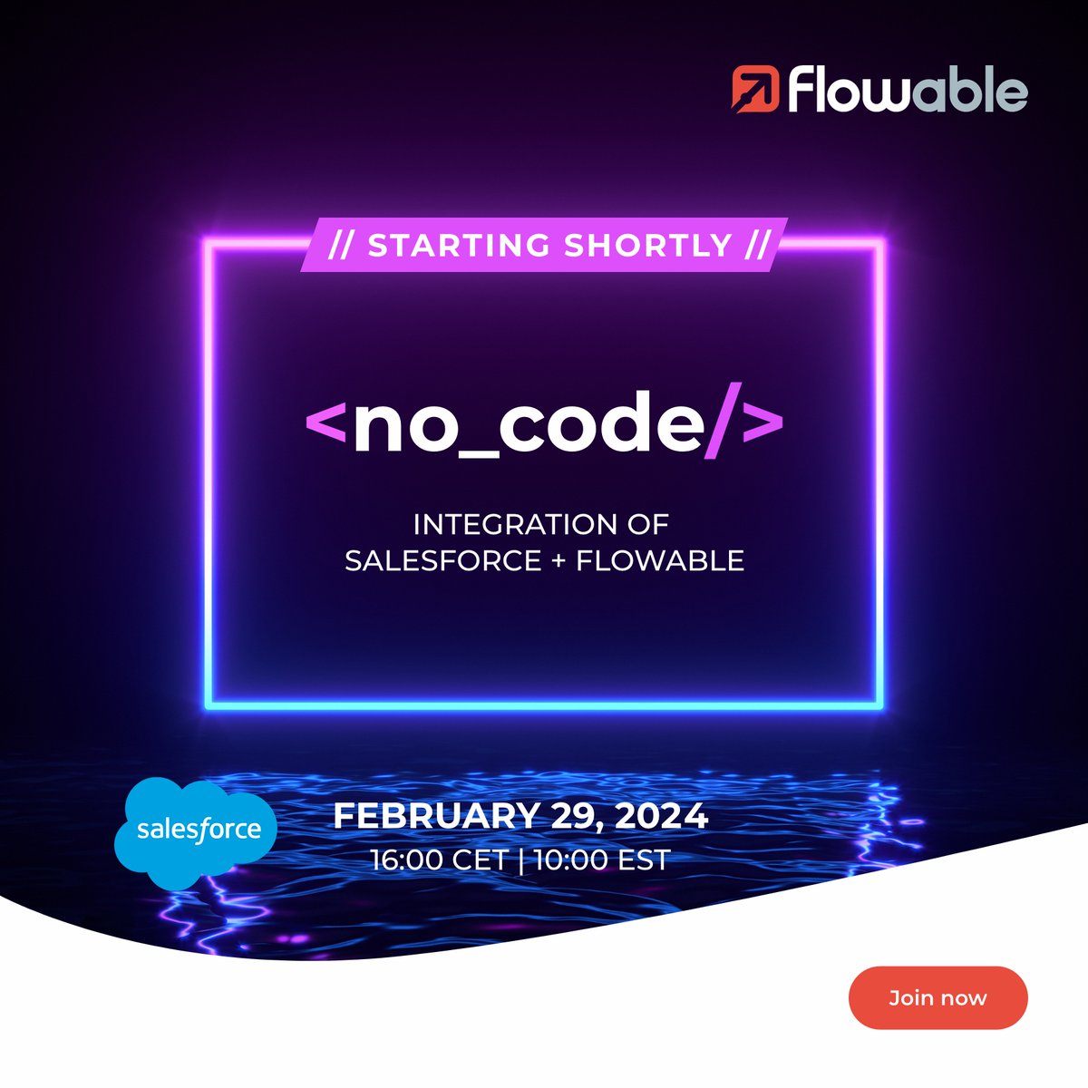 Starting now! Webinar "No-code integration of Salesforce and Flowable". Witness our new out-of-the-box connector in action: go.flowable.com/webinars/no-co…