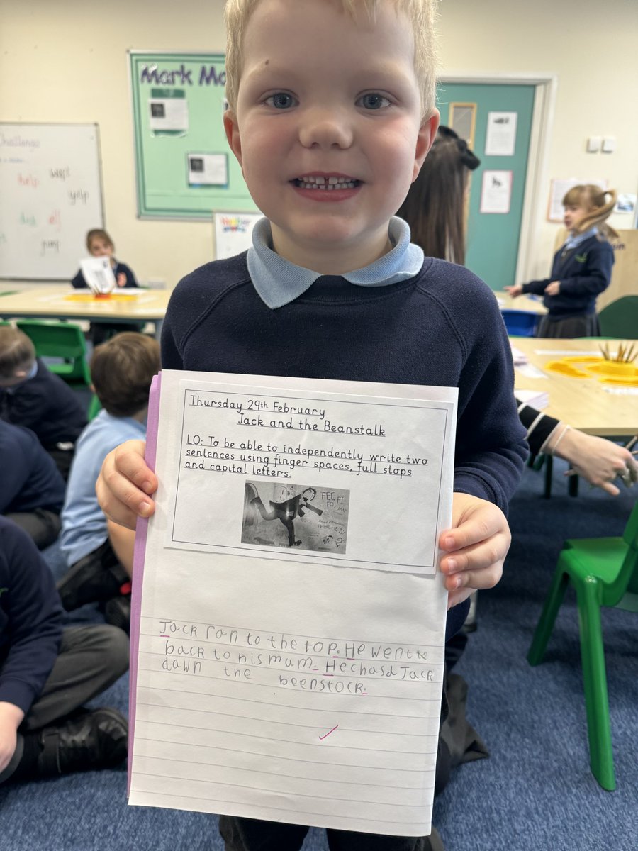 WOW! Super writing this morning during our Literacy lesson well done!